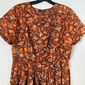 Vintage Tiki fabulous Orange Brown 1950s 60’s Day Dress